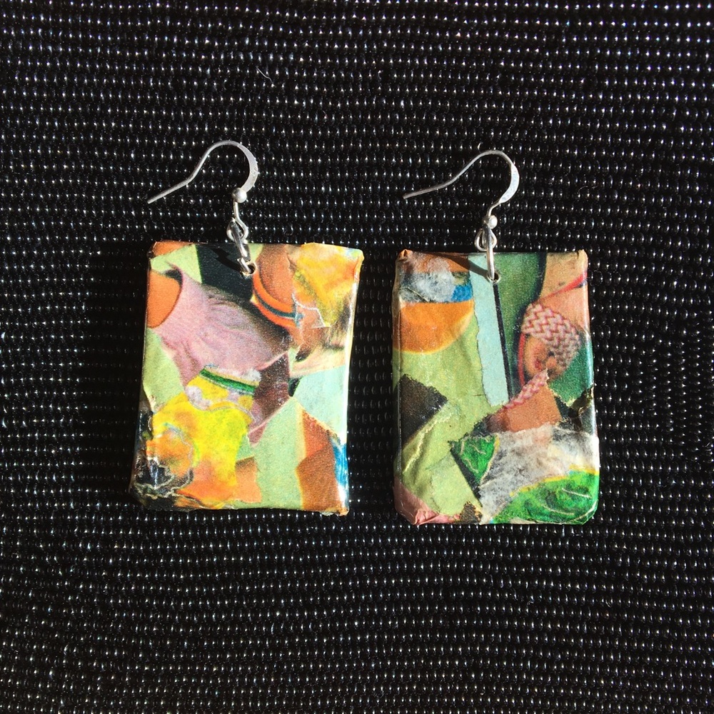 Handmade Paper Maché Sterling Silver Earrings